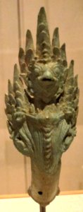Finial with Garuda and Naga, Cambodian bronze, Bayon style, 12th century, HAA photo