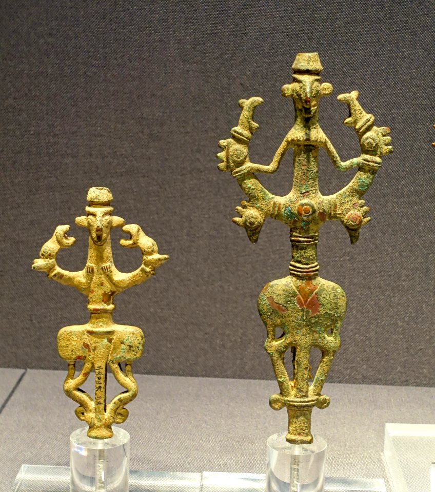 Finials, 1 of 2, excavated in Luristan, Iran, late 2nd to early 1st millenium BC, bronze - Tokyo National Museum - Tokyo, Japan - DSC08566