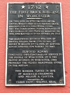 First Brick Building plaque - Worcester, MA - DSC05740