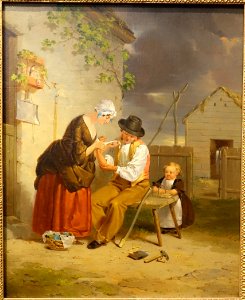 First-Aid by Francis William Edmonds, c. 1840-1845, oil on canvas - Currier Museum of Art - Manchester, NH - DSC07435