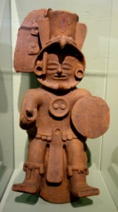 Figure of a warrior with eagle headdress, Cintla, Tabasco, Mexico, ceramic - Fitchburg Art Museum - DSC08806