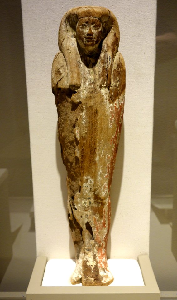 Figurine of Ptah-Sokar-Osiris, Egypt, Late Period, about 747-332 BC, wood, plaster, and polychrome decoration - Fitchburg Art Museum - DSC08591