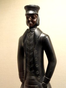 Figurine of European sea captain, Haida, Queen Charlotte Islands, British Columbia, slate - Native American collection - Peabody Museum, Harvard University - DSC05675