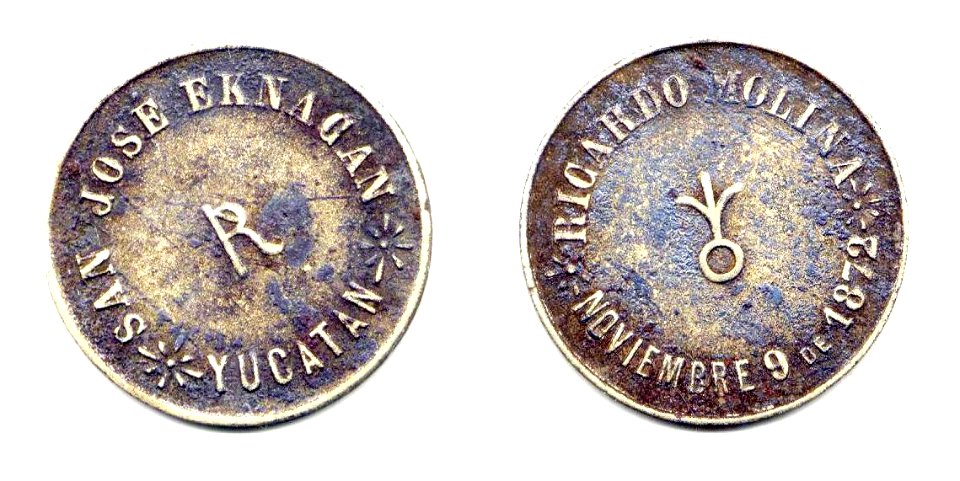 Ficha de la Hacienda San José Eknacán, Yucatán (01)(anverso y reverso)