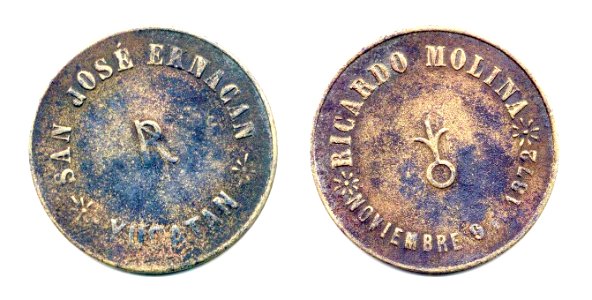 Ficha de la Hacienda San José Eknacán, Yucatán (02)(anverso y reverso)