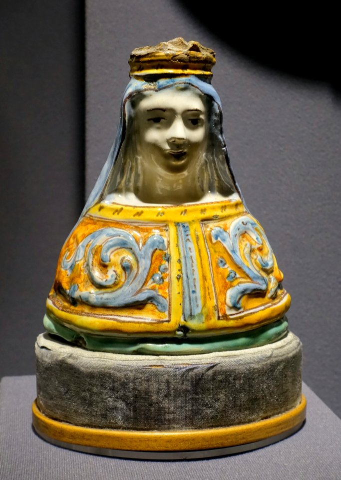 Figure, Italy, perhaps Apulia, early 1600s, maiolica - Museum of Anthropology, University of British Columbia - DSC08959