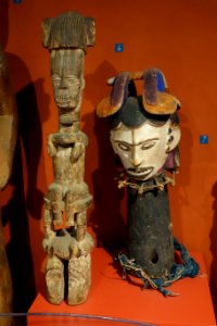 Figure (left) and headpiece (right), Igbo - Glenbow Museum - DSC00363