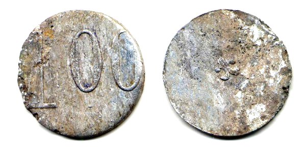 Ficha por $ 1.00 de las fincas de Agusto L. Peón, Yucatán (01)(anverso y reverso)