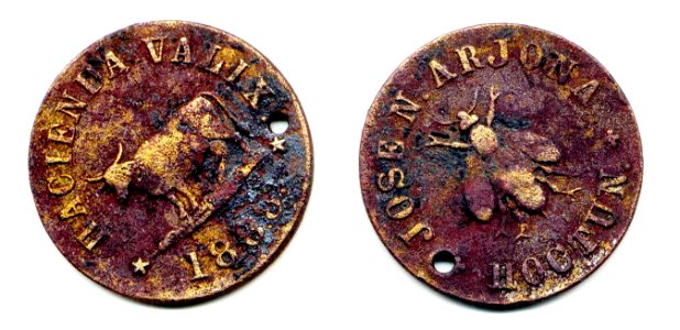 Ficha de la Hacienda Valix, Yucatán de 1883 (01)(anverso y reverso)
