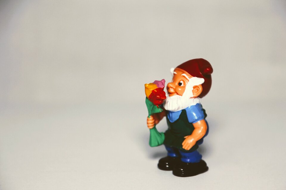 Kids surprise dwarfs garden gnomes