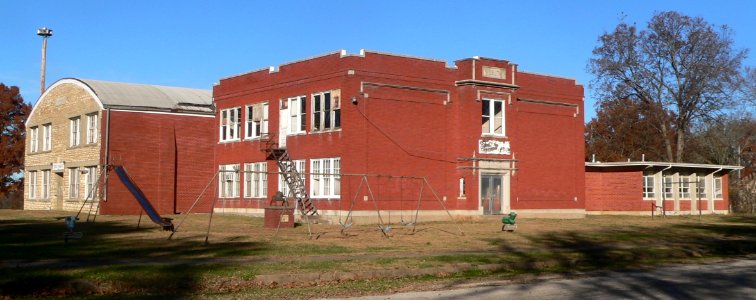 Fulton, Kansas school from SW 1 all