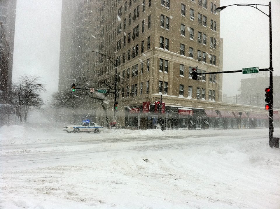 Fullerton and Clark blocked by police 2 Feb 2 2011 storm