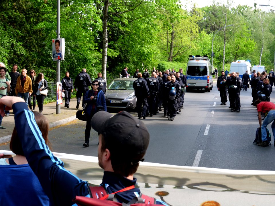 Front banner of the 1st may demonstration Grunewald 2019 05