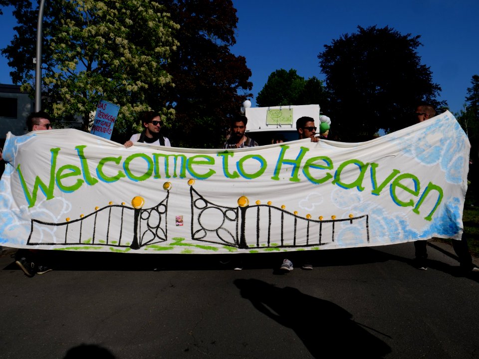 Front banner of the 1st may demonstration Grunewald 2019 14