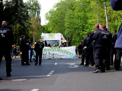 Front banner of the 1st may demonstration Grunewald 2019 10