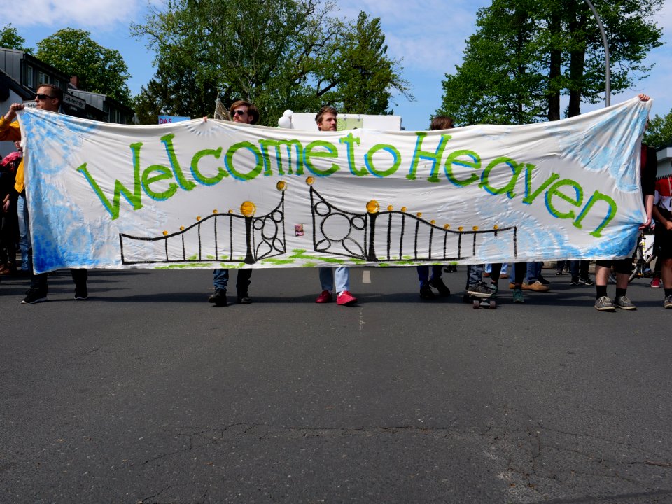 Front banner of the 1st may demonstration Grunewald 2019 04