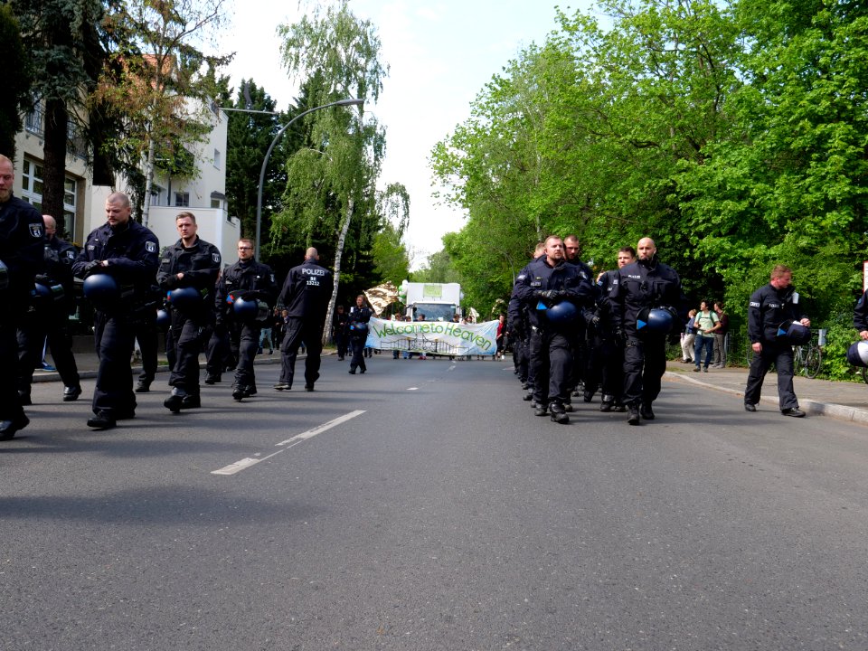 Front banner of the 1st may demonstration Grunewald 2019 07