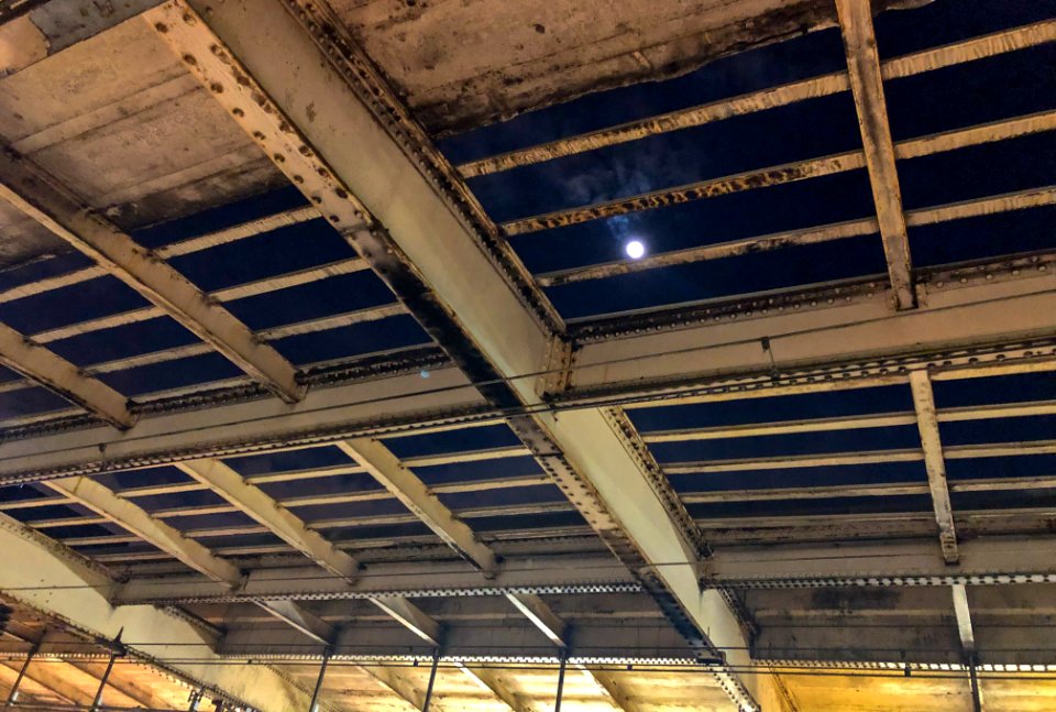 Full Moon seen at Newark Pennsylvania Station (Track 1)