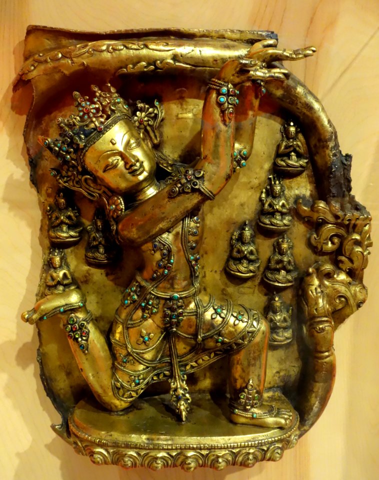 Frieze of Nagaraja, Tibet, Densatil, 15th century, gilt bronze inset with hard stones and turquoise - Berkeley Art Museum and Pacific Film Archive - DSC03991