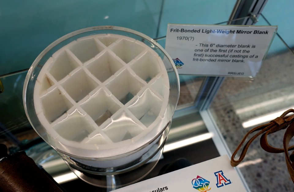 Frit-bonded light-weight mirror blank, 6 inch diameter, probably 1970 - College of Optical Sciences - University of Arizona - Tucson, AZ - DSC08627