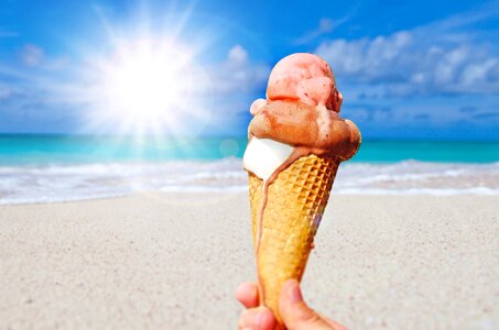 Delicious sweet ice cream cone photo