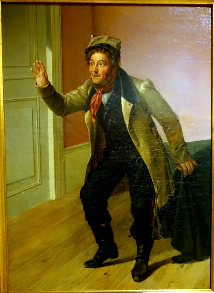 Friedrich Moller as Schuster Knierrim in Der böse Geist Lumpazivagabundus by Johann Nepomuk Nestroy, by A. Barthel, 1800-1850, oil on canvas - Braunschweigisches Landesmuseum - DSC04856