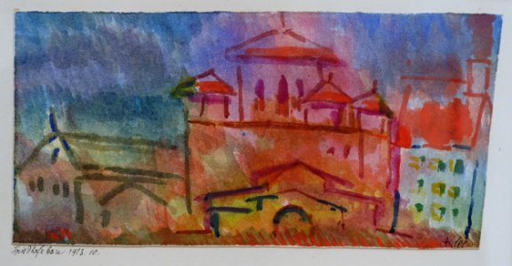 Friedhofsbau by Paul Klee, 1913, watercolor on woven paper - University of Arizona Museum of Art - University of Arizona - Tucson, AZ - DSC08040