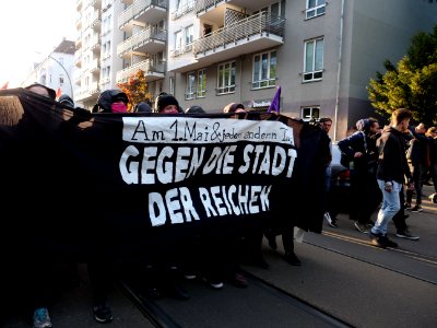 Front banner of the revolutionary 1st may demonstration Berlin 2019 07