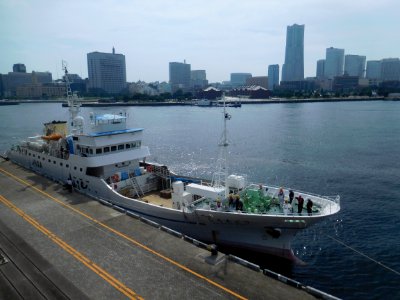Front view of Shirochidori a fishery training vessel of Mie maritime high school