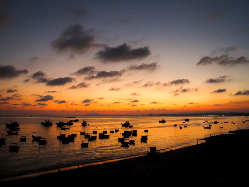Boats evening landscape