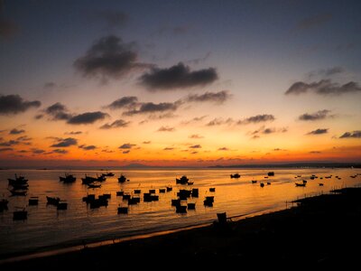 Boats evening landscape