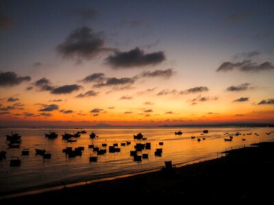 Boats evening landscape photo