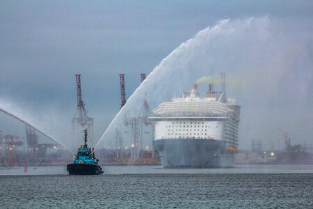 Harmony of the seas port in the evening