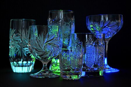 Illuminated crystal glass atmospheric photo