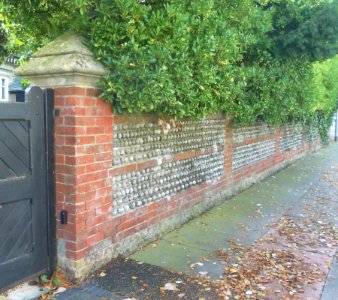 Garden Wall at The Cottage, Granville Road-Meads Road Junction, Meads, Eastbourne (NHLE Code 1190490) (October 2012)