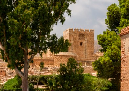 Gardens and tower Alcazaba, Almeria, Spain photo