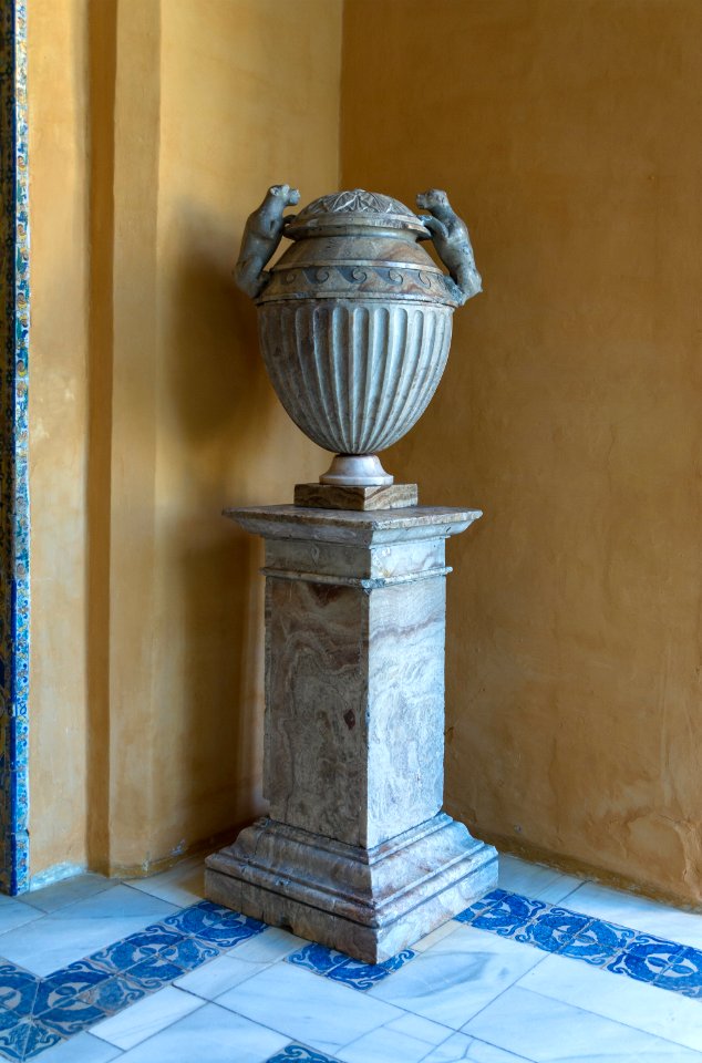 Garden vase alcazar Seville Andalusia Spain