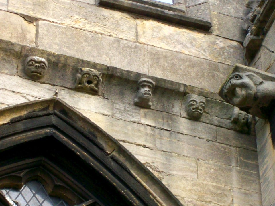 Gargoyle and corbels, St Wulfram, Grantham 2