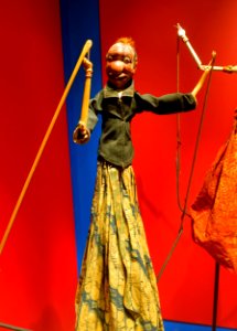 Gareng, rod puppet (wayang golek), West Java, Indonesia, early to mid 1900s, wood, cloth, hair - Fowler Museum - University of California, Los Angeles - DSC02429