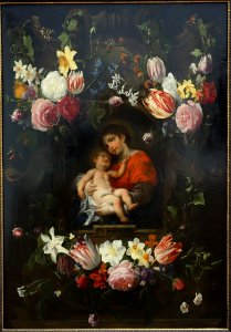 Garland of Flowers with Madonna and Child, by Daniel Seghers and Cornelis Schut, 17th century, oil on panel - National Museum of Western Art, Tokyo - DSC08159
