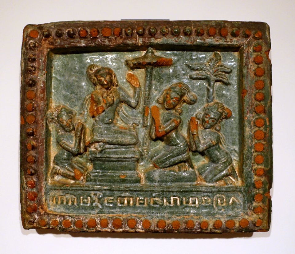 Gamani Jātaka, Myanmar, Pagan, 13th century AD, glazed terracotta tile - Ethnological Museum, Berlin - DSC01901