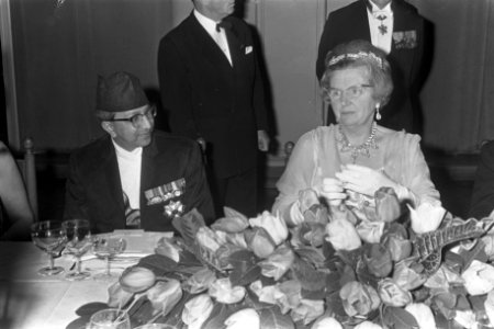 Gala-diner in Rijksmuseum, koningin Juliana e Zijne Majesteit Koning Mahendra va, Bestanddeelnr 920-2671