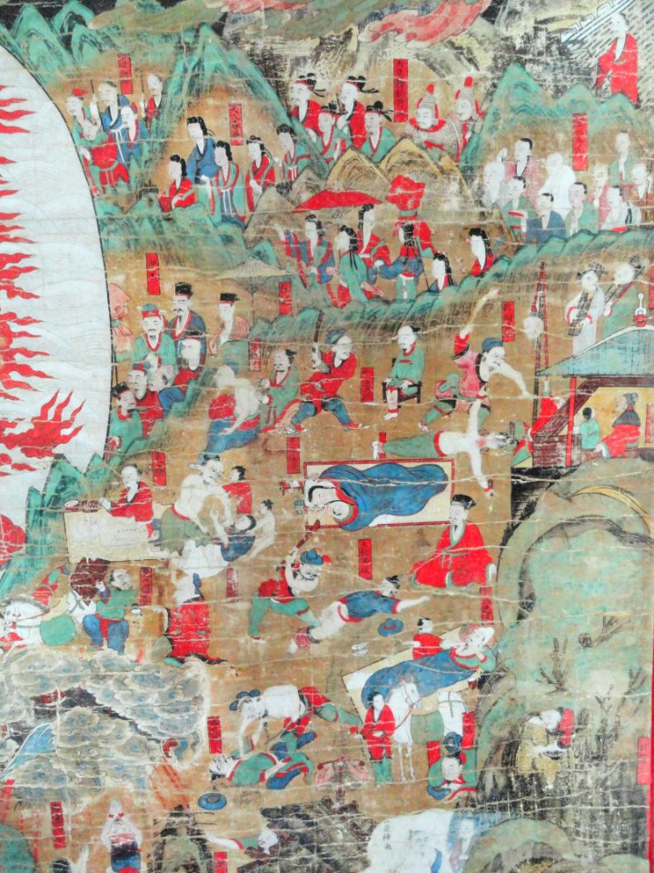 Gamnodo detail (replica), Souls Receiving the Sweet Dew of Immortality from Buddhas, 18th century - Korean Culture Museum, Incheon Airport, Seoul, South Korea - DSC00807