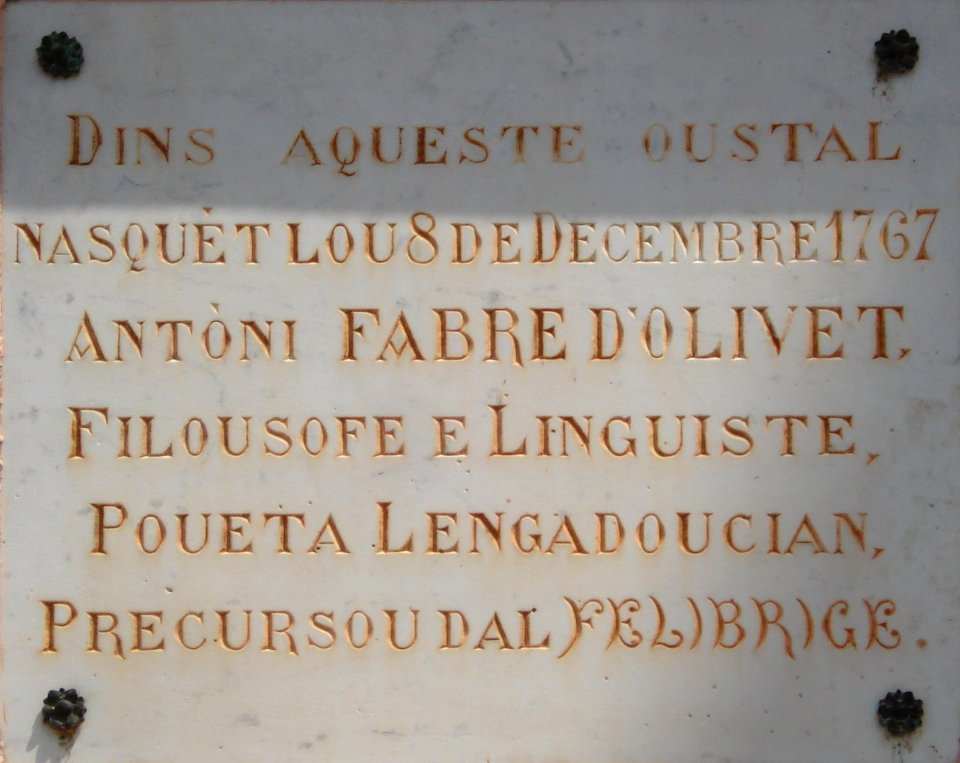 Ganges (Hérault) plaquette maison natale Antoine Fabre d'Olivet