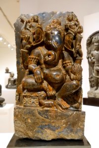 Ganesha, India, 1200s-1300s AD, black schist, remnants of gesso and puja pigment - Dallas Museum of Art - DSC05066