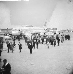 Garuda voor eerste keer op Schiphol, het toestel een Convair 990a Coronado, Bestanddeelnr 916-6006