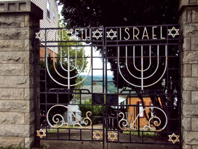 Gate, Cneseth Israel Cemetery, Reserve Township, 2015-08-18, 01