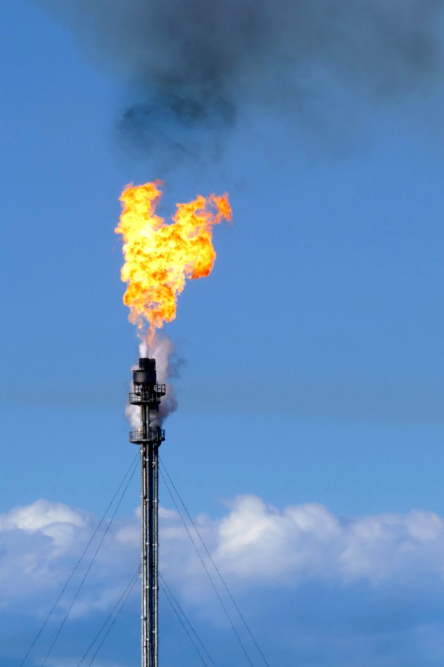 Gas flare on top of a flare stack at Preemraff Lysekil 7