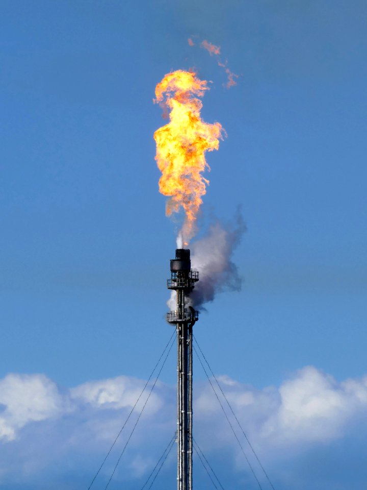 Gas flare on top of a flare stack at Preemraff Lysekil 9