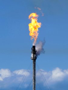 Gas flare on top of a flare stack at Preemraff Lysekil 9